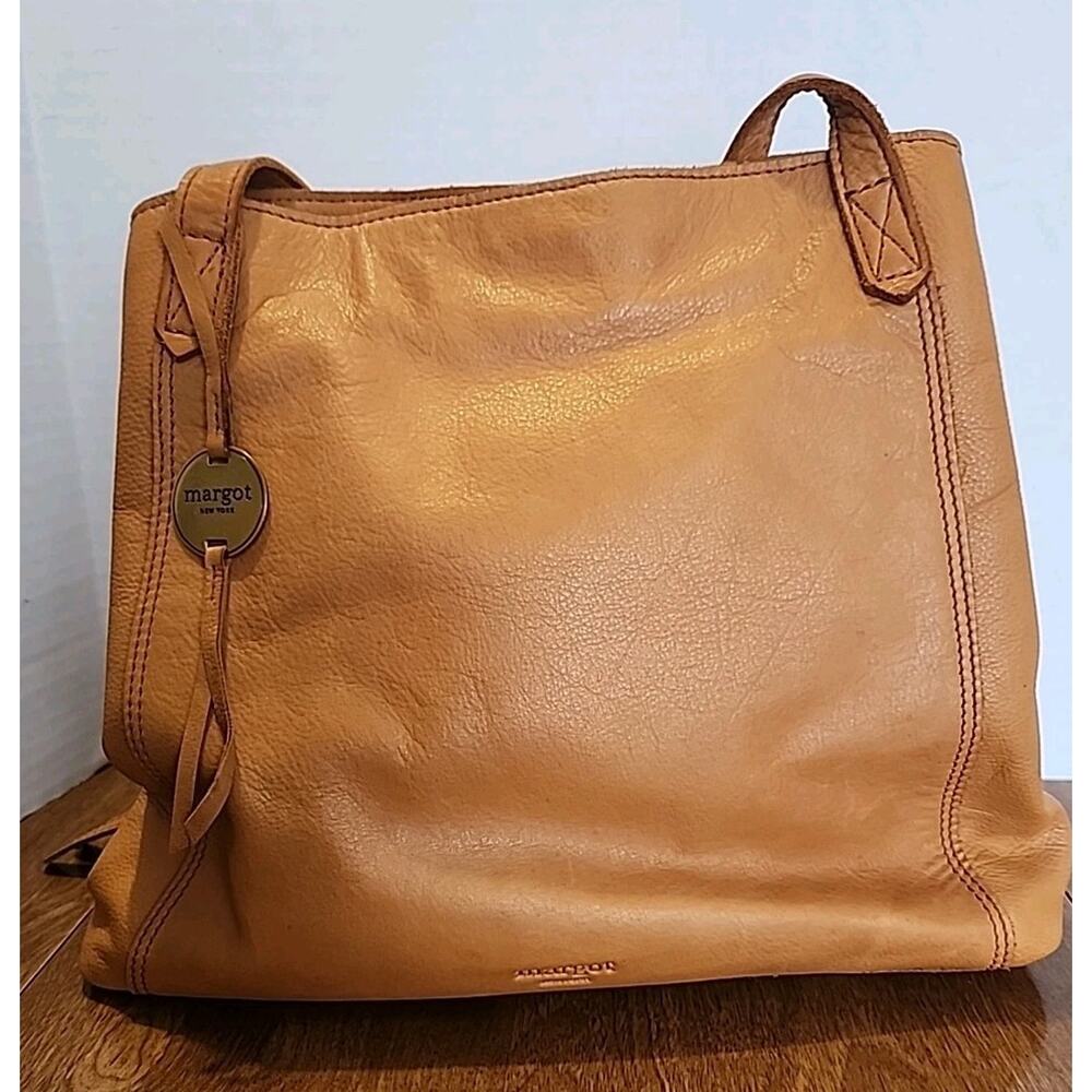Margot New York Marcy Tote Bag/Purse Cognac Leather 11"x13"x5" NWOT MSRP $200